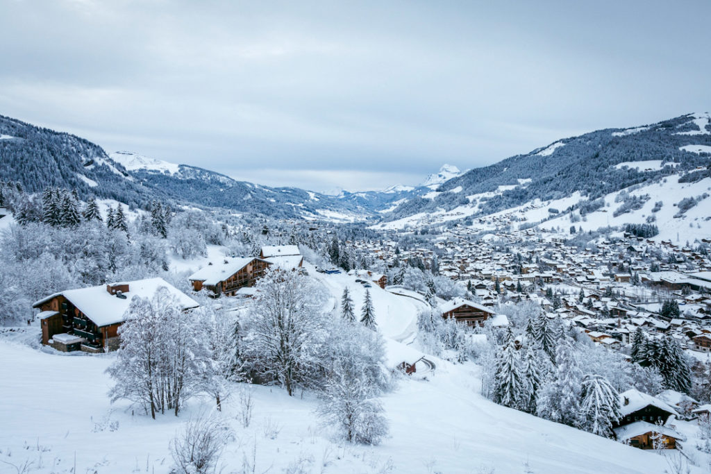 The winter beauty of Megève, a commune in Haute-Savoie, France, transformed into a fairy tale scene under a blanket of snow.
